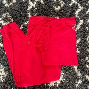Lates by Kate cherry red short sleeve jogger set XL